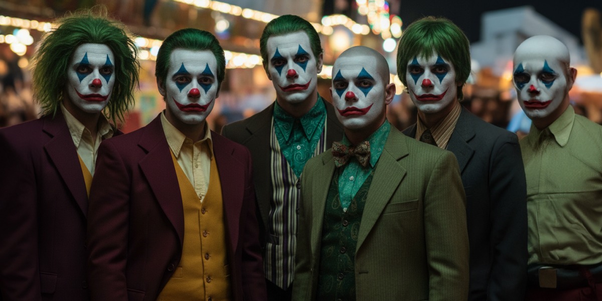 Grupo de amigos disfrazados de Joker